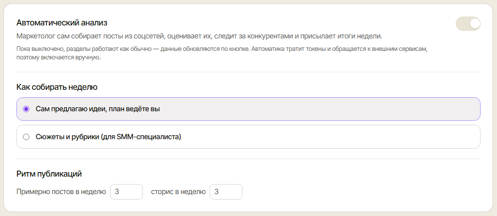 Настройки соцсетей: как собирать неделю и ритм публикаций
